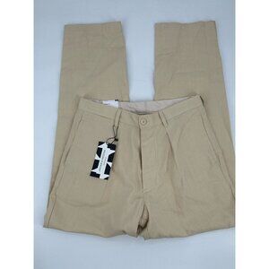 NWT Zara Javier S Medina Straight Fit Pleated Men's Beige Pants Cotton W38 L31